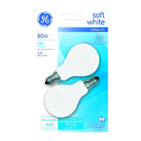 Current 60 W A15 Decorative Incandescent Bulb E12 (Candelabra) Soft White , 2PK 71396